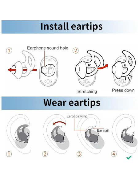 Consejos de Reemplazo Bose QCNC Silicona 3 Pares Negro