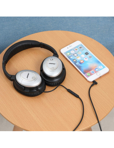 Cable de audio de reemplazo para auriculares Bose QC15 - Negro