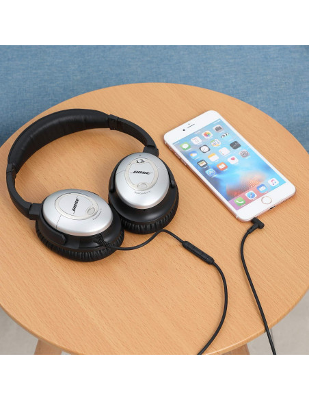 Cable de audio de reemplazo para auriculares Bose QC15 - Negro