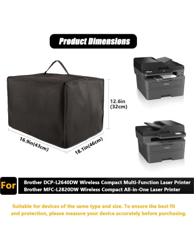 Cubierta de Impresora SEJGGKQ Negra Impermeable 43x46x32 cm