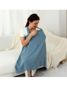 Cubierta de Lactancia Insular Algodón Muselina Azul Ajustable 2