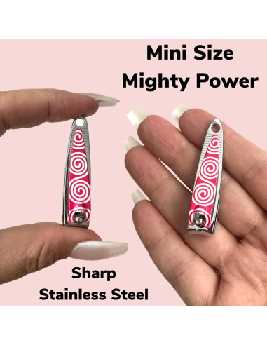 Cortauñas Mini ALAZCO Acero Inoxidable Diseño Rosa 6 Piezas