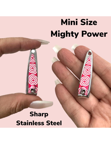 Cortauñas Mini ALAZCO Acero Inoxidable Diseño Rosa 6 Piezas