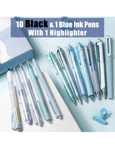 Set de 12 Bolígrafos de Gel Cuatro Caramelos 0.5mm Tinta Negra y Azul