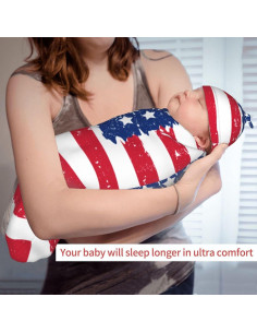Manta de Envueltos para Bebés Sanghing con Sombrero Bandera Americana 2