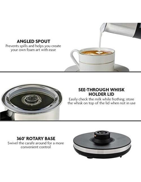 Espumador de Leche OVENTE FR1208, 500W, Acero Inoxidable, 240ml