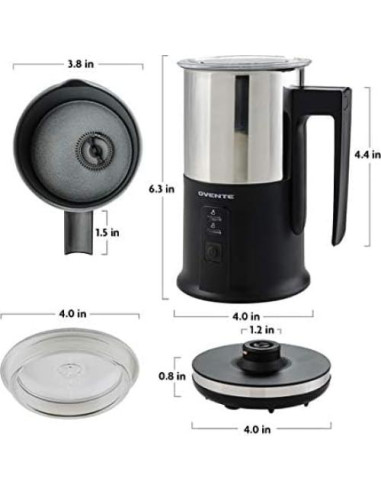 Espumador de Leche OVENTE FR1208, 500W, Acero Inoxidable, 240ml