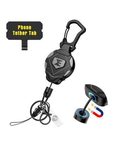 Cadena de Llave Retráctil ELV con Cierre Magnético y Mosquetón