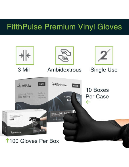 Guantes Desechables de Vinilo FifthPulse 100 Unidades Sin Polvo