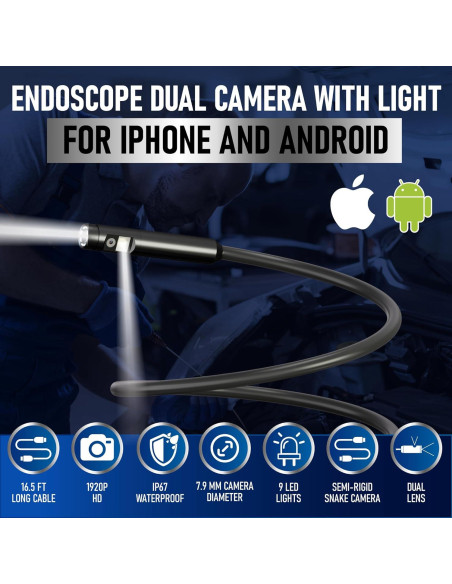 Borescopio Doble Lente MatrixCamp 5M IP67 HD 1920P