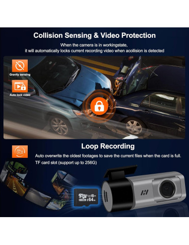 Cámara de Tablero KH1 4K HD con WiFi y Tarjeta 64GB