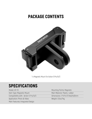 Adaptador de Montaje Magnético NEEWER GP-73 para DJI Osmo Action 5 Pro/4/3