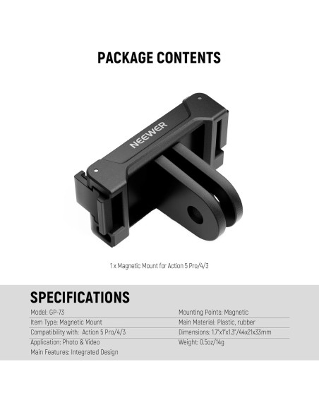 Adaptador de Montaje Magnético NEEWER GP-73 para DJI Osmo Action 5 Pro/4/3