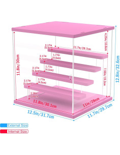Caja de Exhibición Acrílica Nynelly 5 Niveles Rosa 31.7x29.7x32.6cm 2