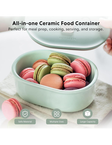 Contenedor de Alimentos Cerámico Buydeem 0.5L Verde Cálido