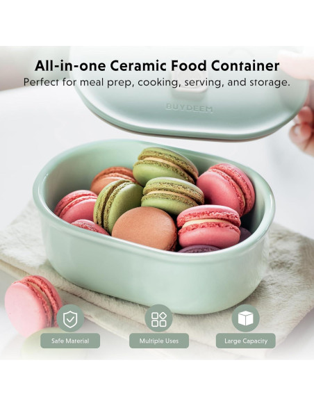 Contenedor de Alimentos Cerámico Buydeem 0.5L Verde Cálido