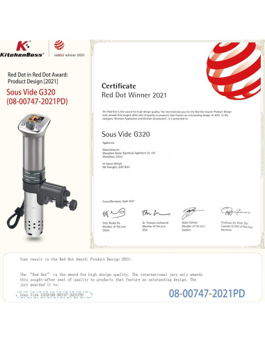 Cocinero Sous Vide KitchenBoss G320 1100W Acero Inoxidable