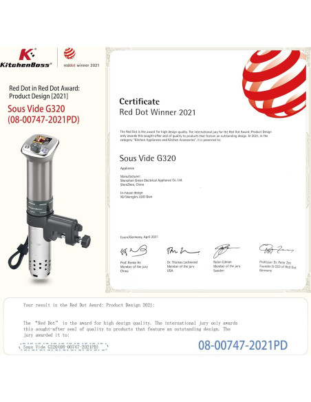 Cocinero Sous Vide KitchenBoss G320 1100W Acero Inoxidable
