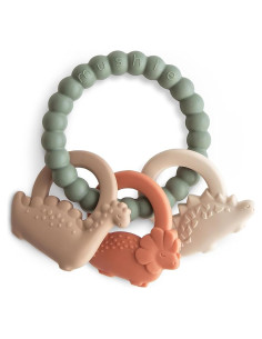Anillo de Dentición Mushie Dino de Silicona 100% Seguro