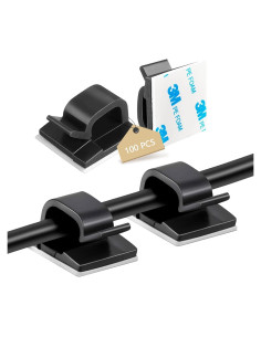 100 Clips de Cable Adhesivos Abnii, Organizador Negro Pequeño