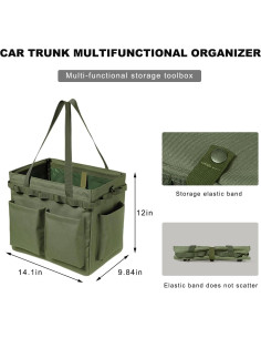 Organizador de Maletero de Coche NYTKL Verde Militar 36.1x24.9x30.5cm 2
