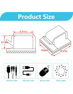 100 Clips de Cable Adhesivos Abnii, Organizador Negro Pequeño 2