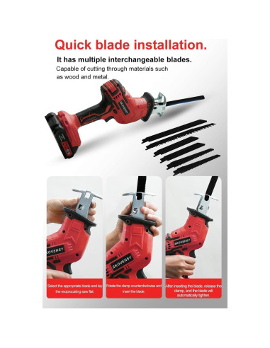 Sierra Recíproca Inalámbrica SKOVENSY 21V 2 Baterías 7 Cuchillas