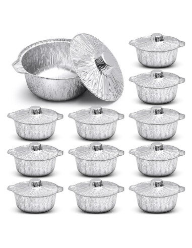 12 Botes de Aluminio Desechables Ziliny 1 L con Tapa