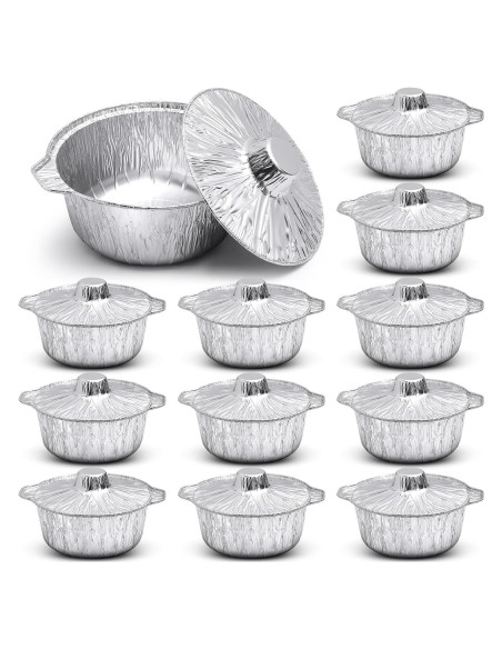 12 Botes de Aluminio Desechables Ziliny 1 L con Tapa