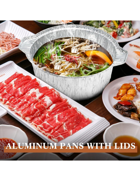 12 Botes de Aluminio Desechables Ziliny 1 L con Tapa