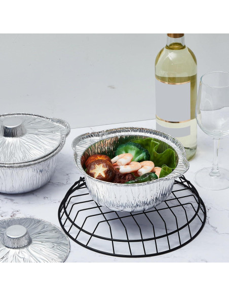 12 Botes de Aluminio Desechables Ziliny 1 L con Tapa