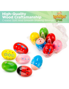 Shakers de Huevo Maracas IPIDIPI TOYS - 6 Piezas de Madera 2