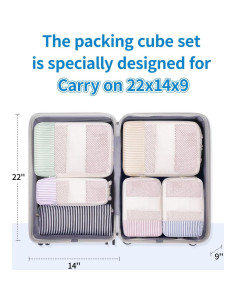 Set de 6 Cubos de Compresión Narwey para Viajes - Rayas 2