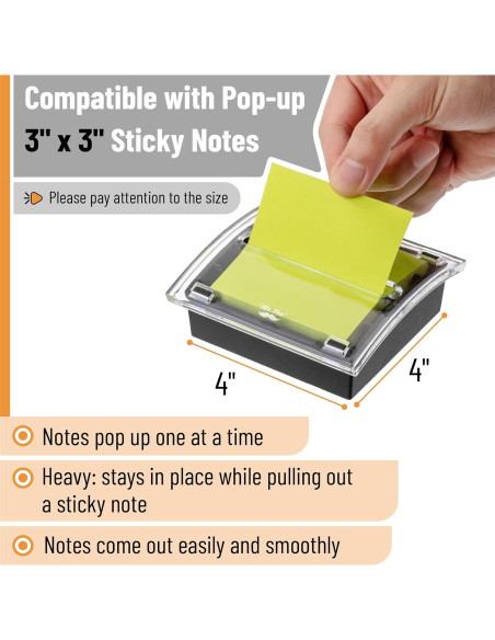Dispensador de Notas Adhesivas Pop-Up Mr. Pen, Acrílico Negro, 7.62 cm
