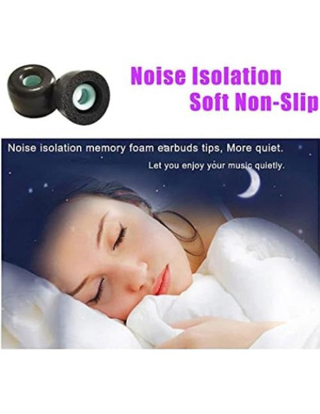 Puntas de Espuma de Memoria Luckvan para Auriculares Sony WF-1000XM4/5 - 4 Pares Negro