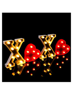 Luces LED Decorativas XOXO Cunno para San Valentín - Plata y Rojo