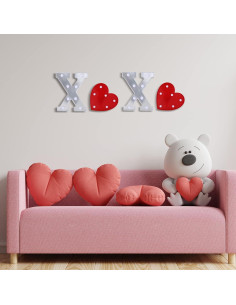 Luces LED Decorativas XOXO Cunno para San Valentín - Plata y Rojo 2