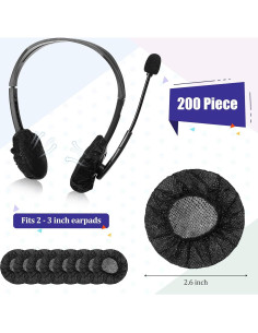 Cubiertas Desechables para Auriculares BBTO 200 Piezas 6.5 cm Negro 2