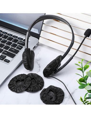 Cubiertas Desechables para Auriculares BBTO 200 Piezas 6.5 cm Negro