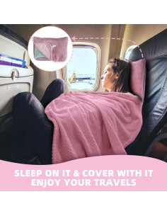 Juego de Manta y Almohada de Viaje Nenolix 350 GSM Rosa 2