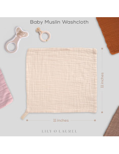 Paño de Muselina para Bebés LILY O LAUREL 30.5x30.5 cm 8 Unidades 2