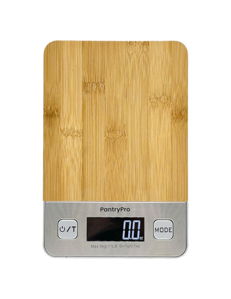 Báscula Digital de Cocina PantryPro - 5 kg, Bambú Natural