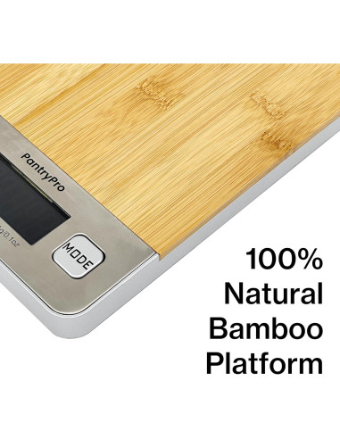 Báscula Digital de Cocina PantryPro - 5 kg, Bambú Natural