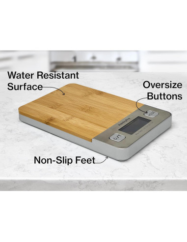 Báscula Digital de Cocina PantryPro - 5 kg, Bambú Natural