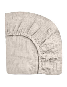 Sábanas Pack and Play Meowcards Algodón Muslín Beige 132x71cm