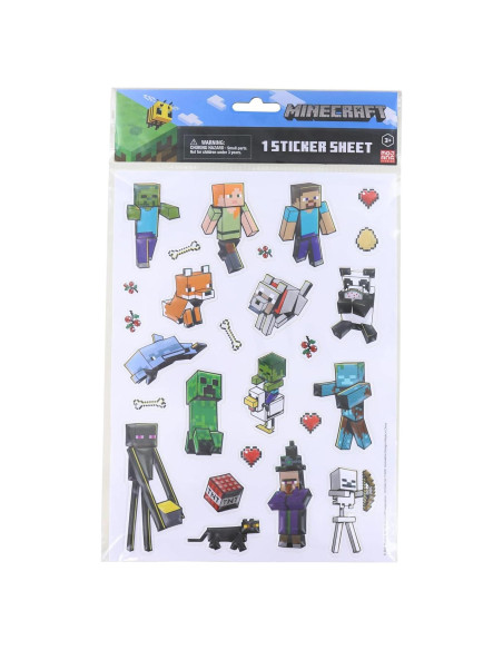 Calcomanías 3D Minecraft - Hoja con 26 Stickers