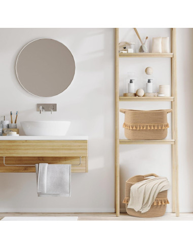 Cesta de Almacenamiento TeoKJ 3 Piezas Algodón Yute 38x26x22cm