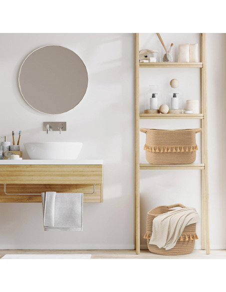 Cesta de Almacenamiento TeoKJ 3 Piezas Algodón Yute 38x26x22cm