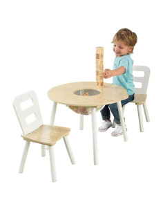 Juego de Mesa Redonda KidKraft con 2 Sillas y Almacenamiento - Natural y Blanco