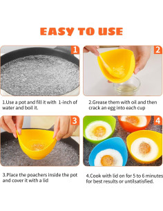 Escalfador de Huevos de Silicona LTWQLing - 4 Tazas Antiadherentes 2